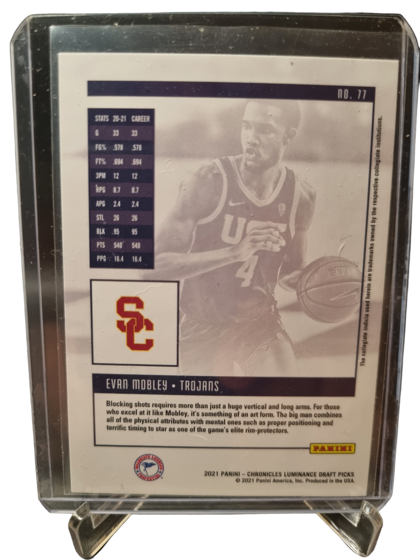 2021-22 Panini Chronicles Luminance #77 Evan Mobley Rookie Card Draft Picks