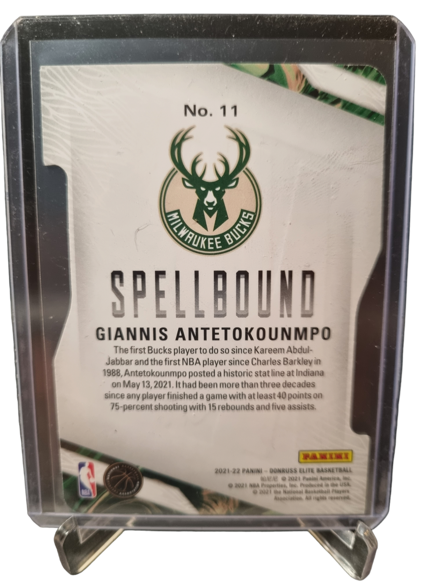 2021-22 Panini Donruss Elite #11 Giannis Antetokounmpo Spellbound N Orange Die Cut