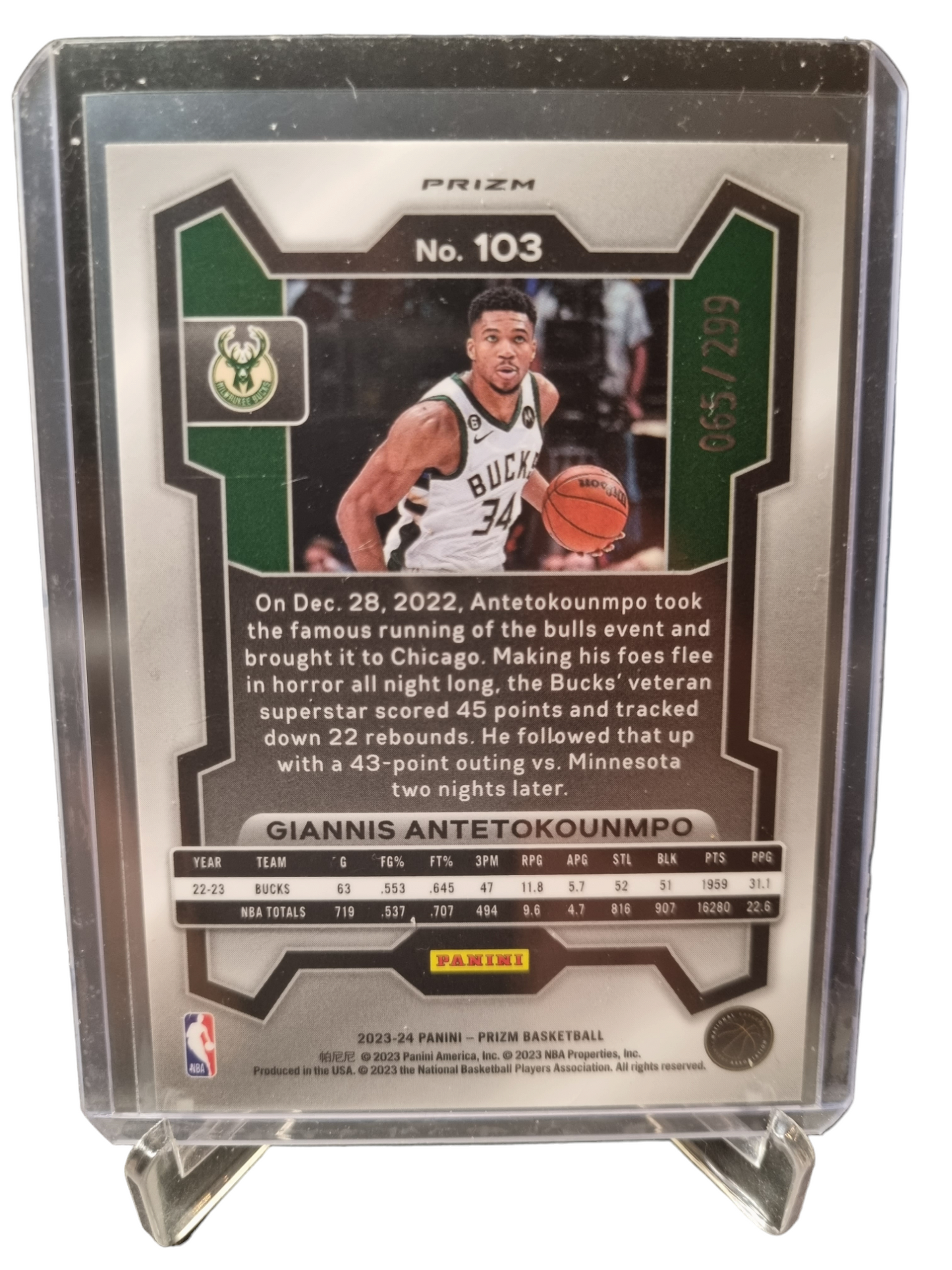 2023-24 Panini Prizm #103 Giannis Antetokounmpo Red Seismic Prizm 065/299