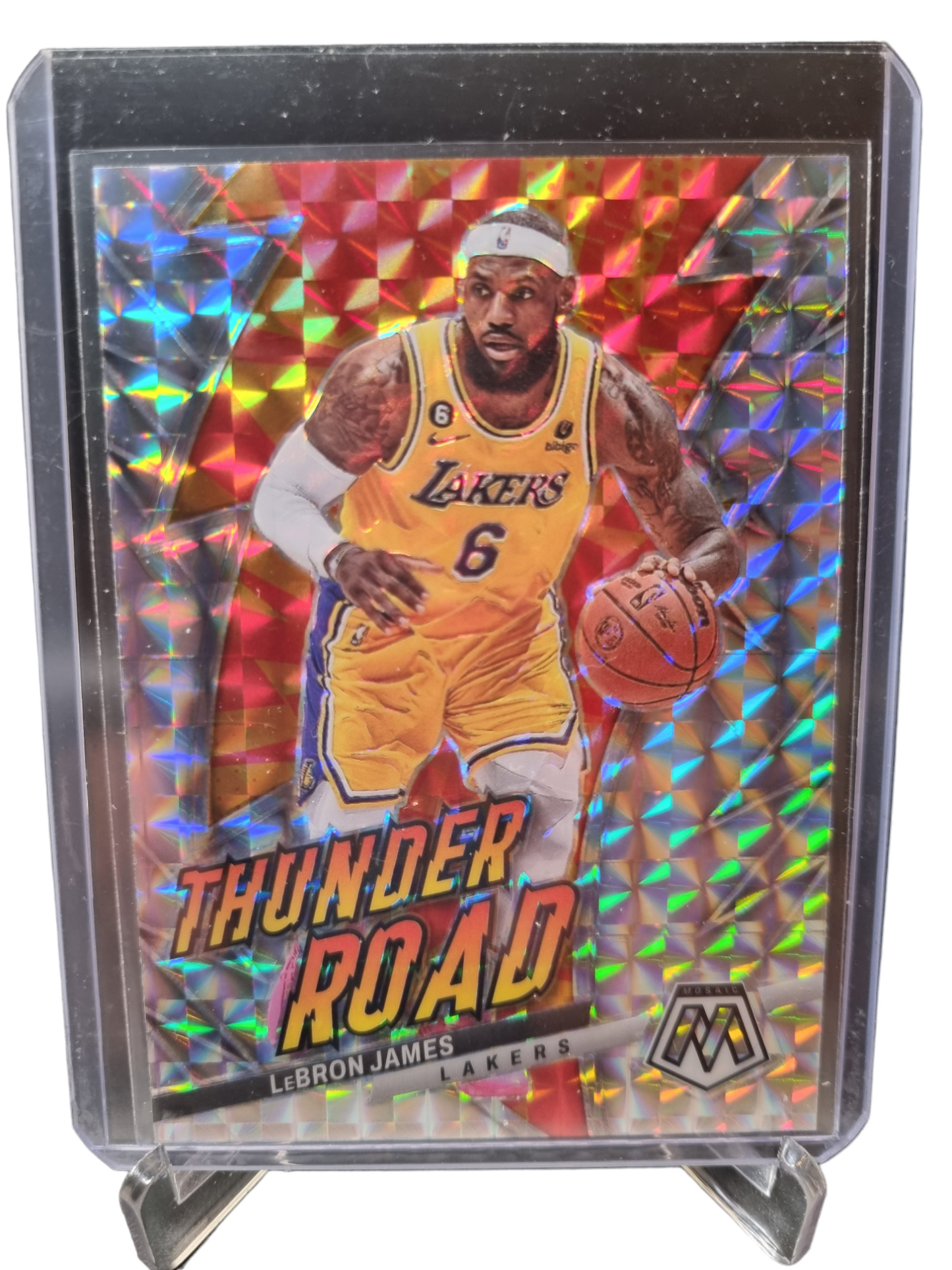 2022-23 Panini Mosaic #1 Lebron James Thunder Road Mosaic Prizm