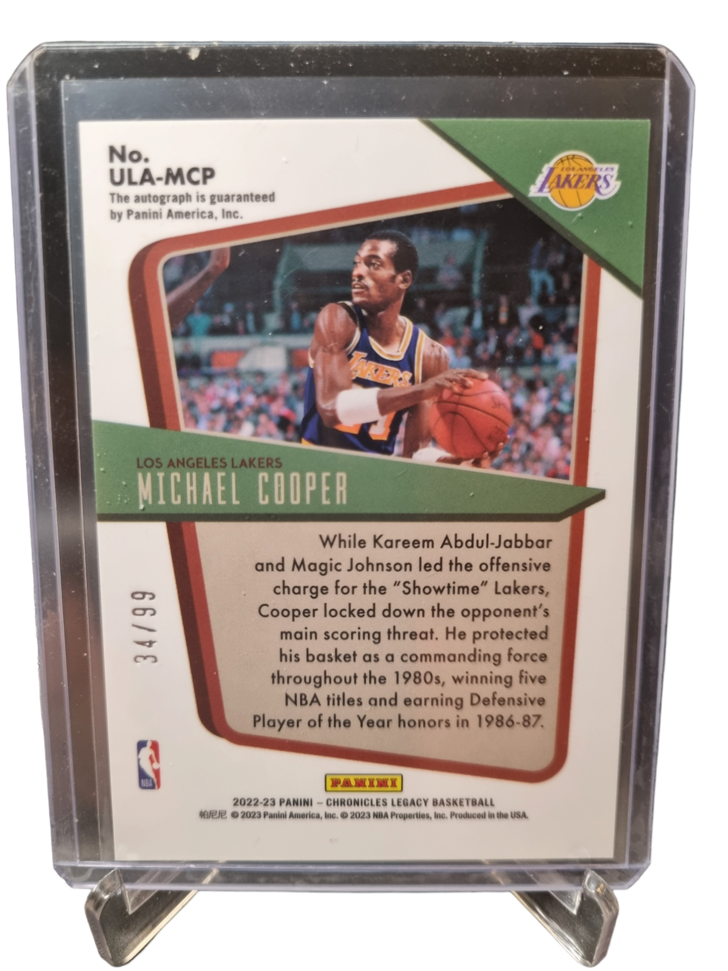 2022-23 Panini Chronicles Legacy #ULA-MCP Michael Cooper Autograph Under The Lights 34/99