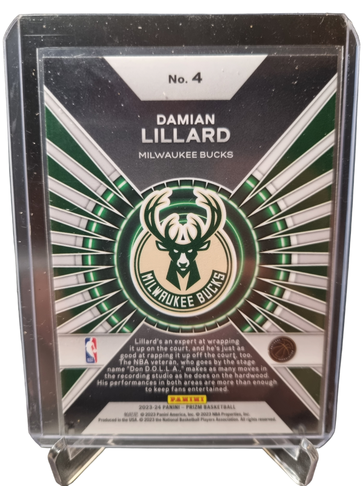 2023-24 Panini Prizm #4 Damian Lillard Dominance Bucks Jersey