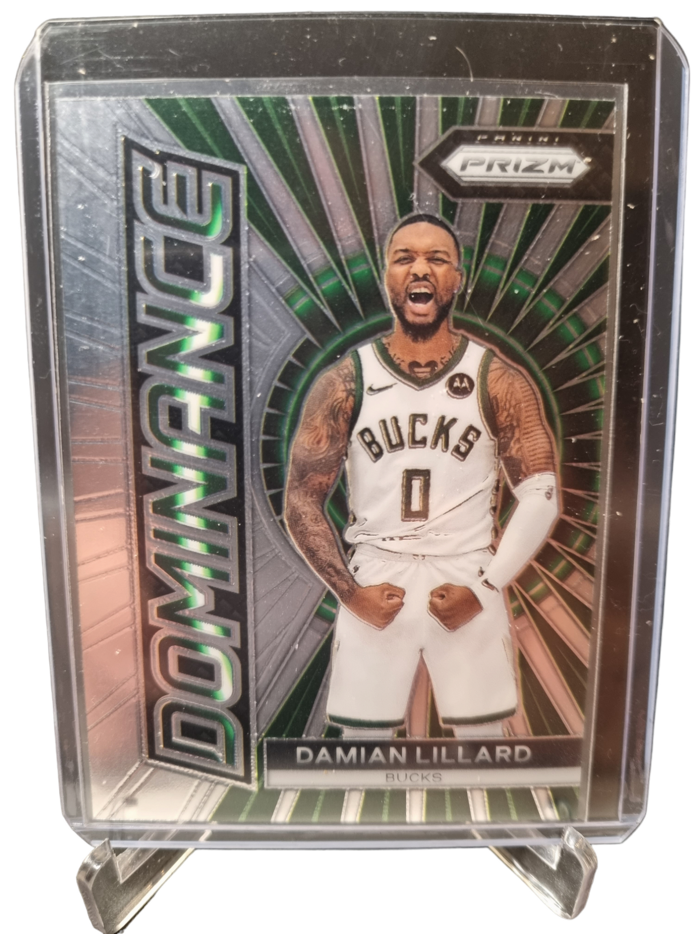 2023-24 Panini Prizm #4 Damian Lillard Dominance Bucks Jersey