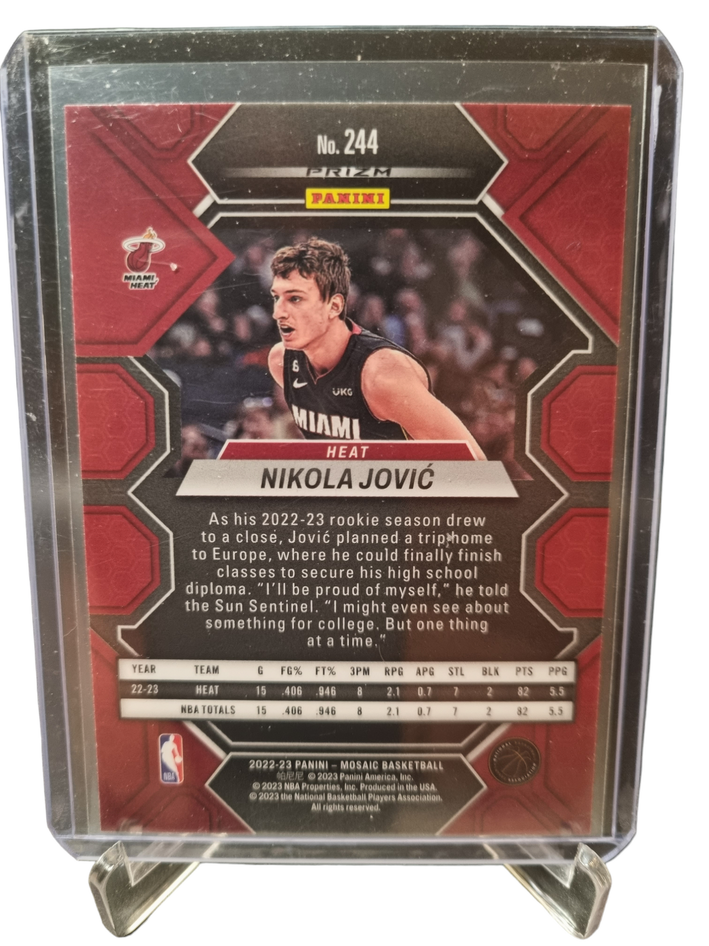 2022-23 Panini Mosaic #244 Nikola Jovic Rookie Card Fastbreak Prizm