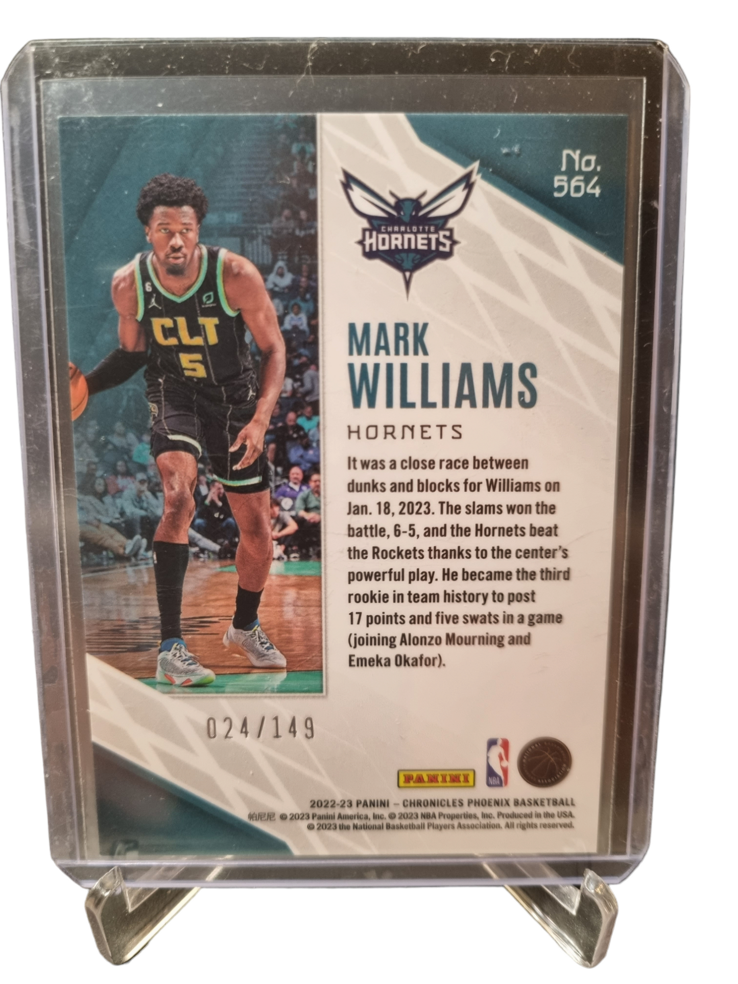 2022-23 Panini Chronicles Phoenix #564 Mark Williams Rookie Card 024/149