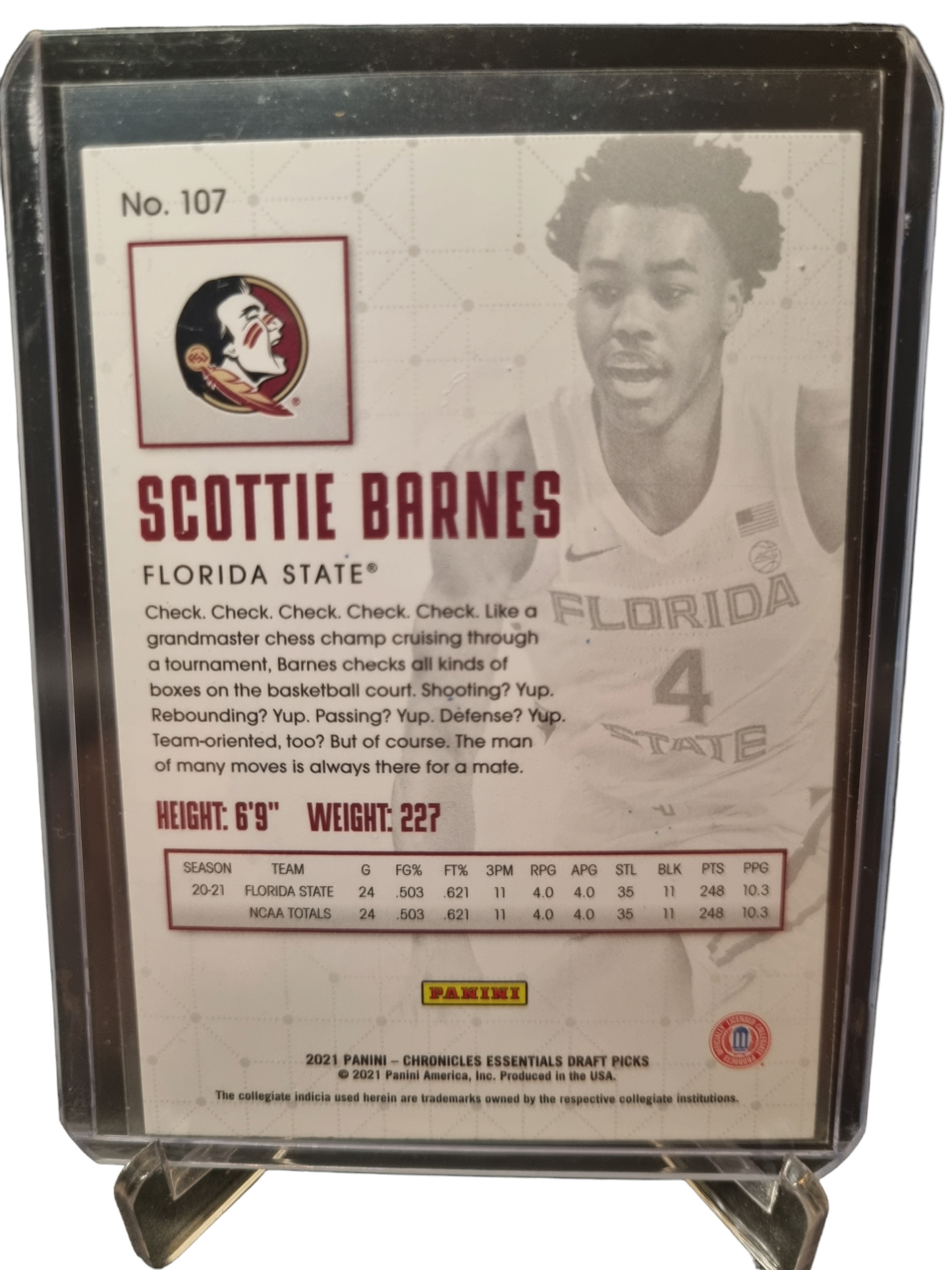 2021-22 Panini Chronicles Essentials #107 Scottie Barnes Rookie Card Draft Picks