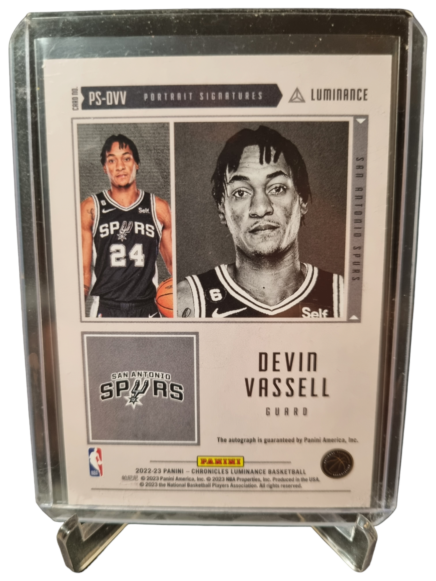 2022-23 Panini Chronicles Luminance #PS-DVV Devin Vassell Autograph 116/149