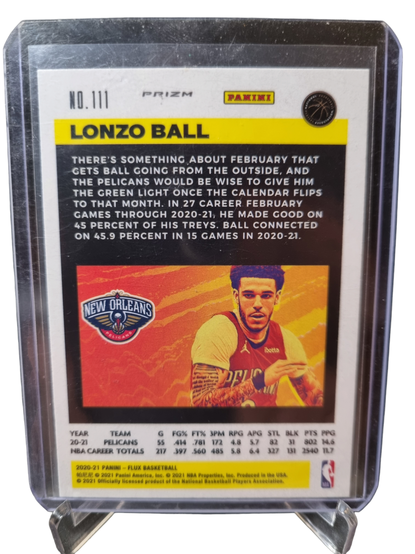 2020-21 Panini Flux #111 Lonzo Ball Rookie Card Red Cracked Ice Prizm