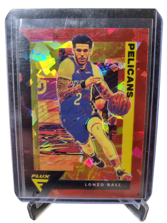 2020-21 Panini Flux #111 Lonzo Ball Rookie Card Red Cracked Ice Prizm