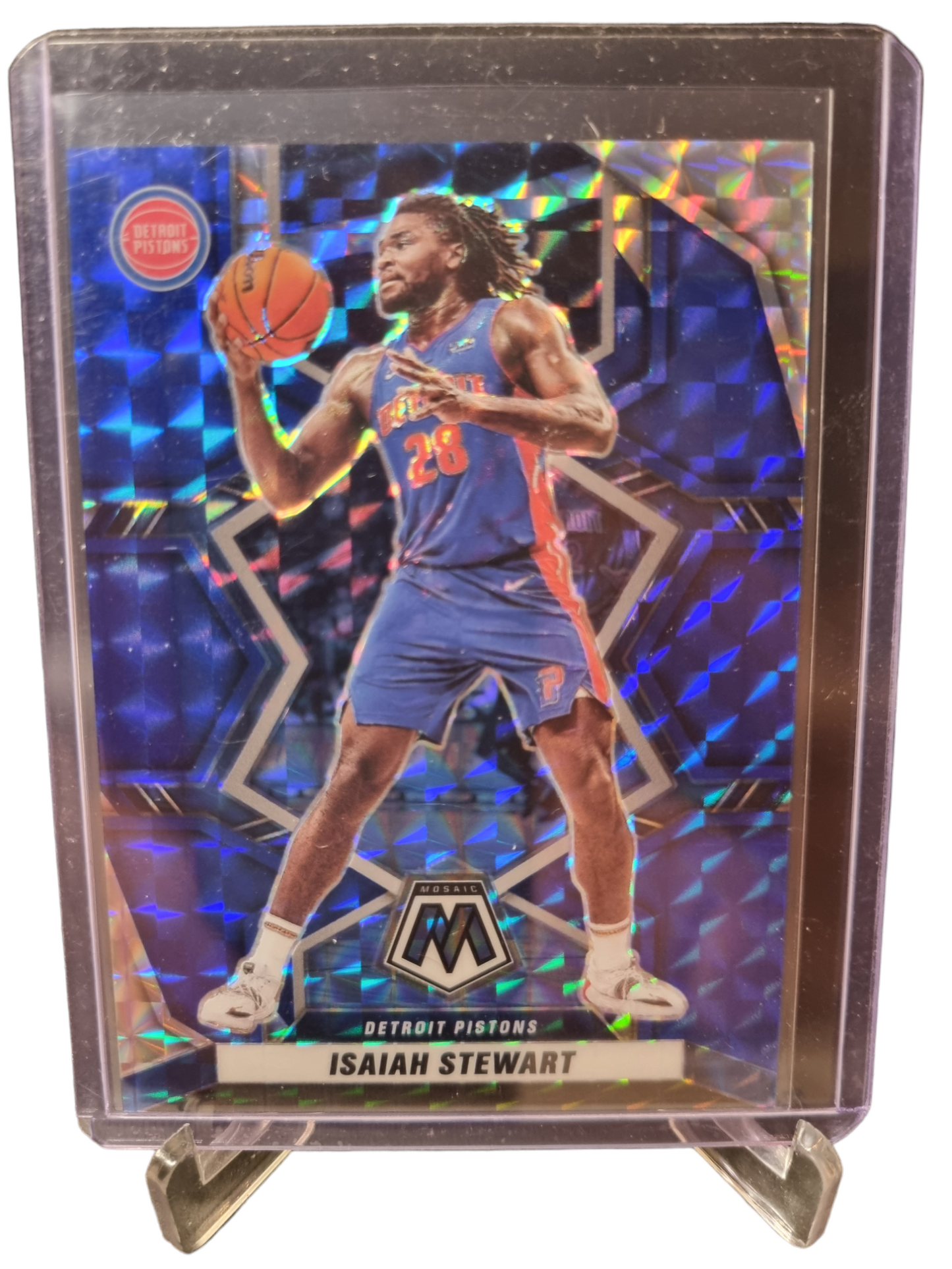 2022-23 Panini Mosaic #71 Isaiah Stewart Blue Mosaic Prizm 13/99