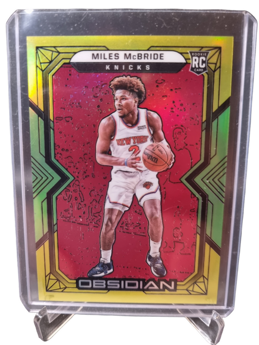 2021-22 Panini Obsidian #179 Miles McBride Rookie Card Yellow Green Red Flood Asia 55/99