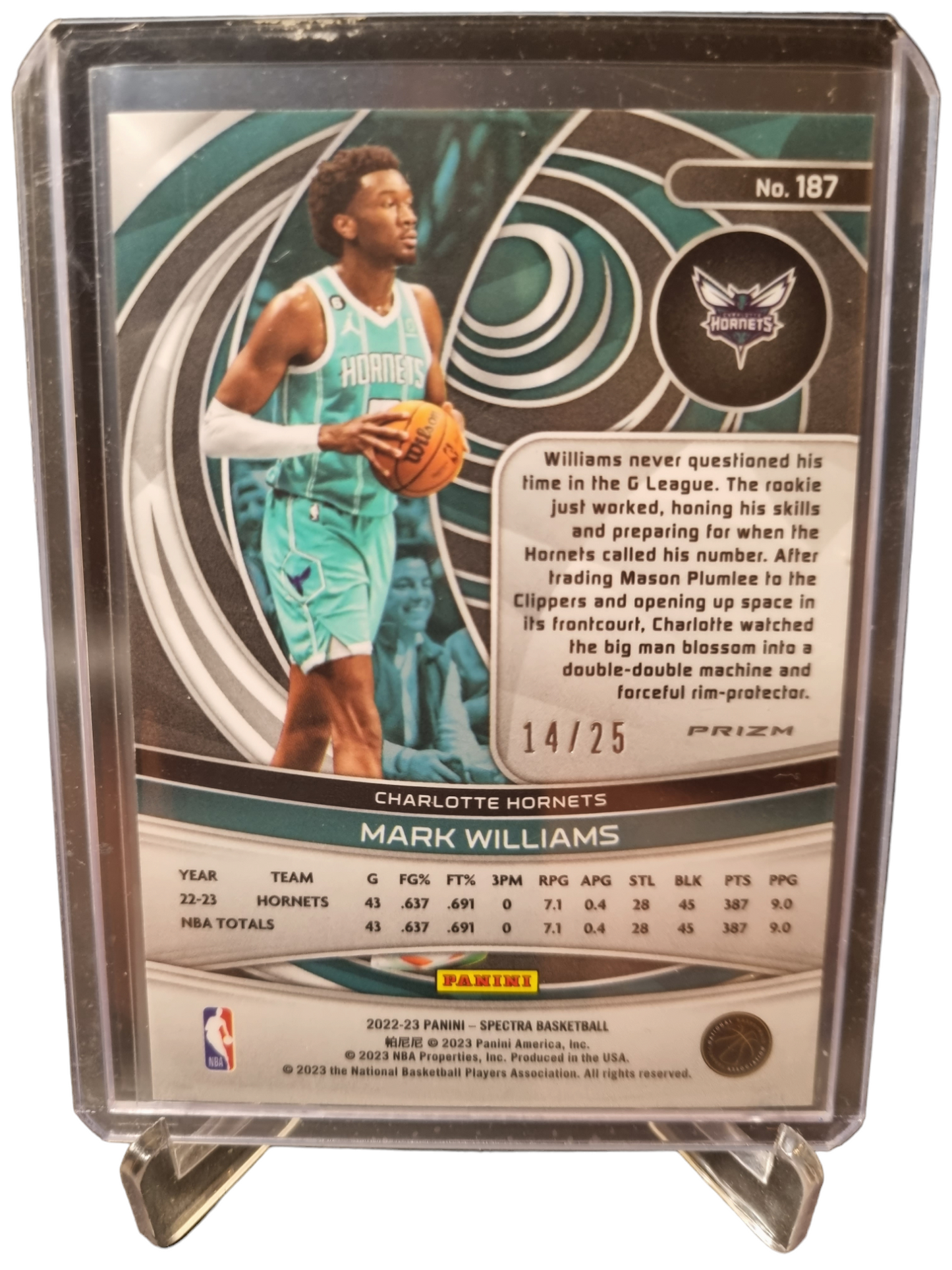 2022-23 Panini Spectra #187 Mark Williams Rookie Card Prizm 14/25