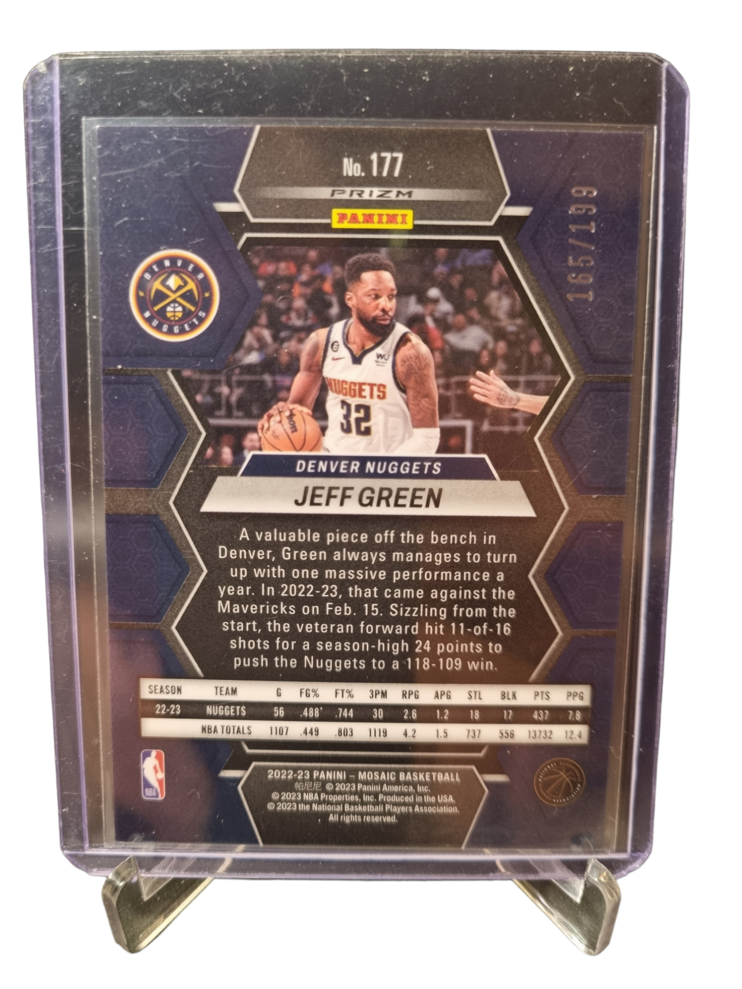 2022-23 Panini Mosaic #177 Jeff Green Blue Mosaic Prizm 165/199