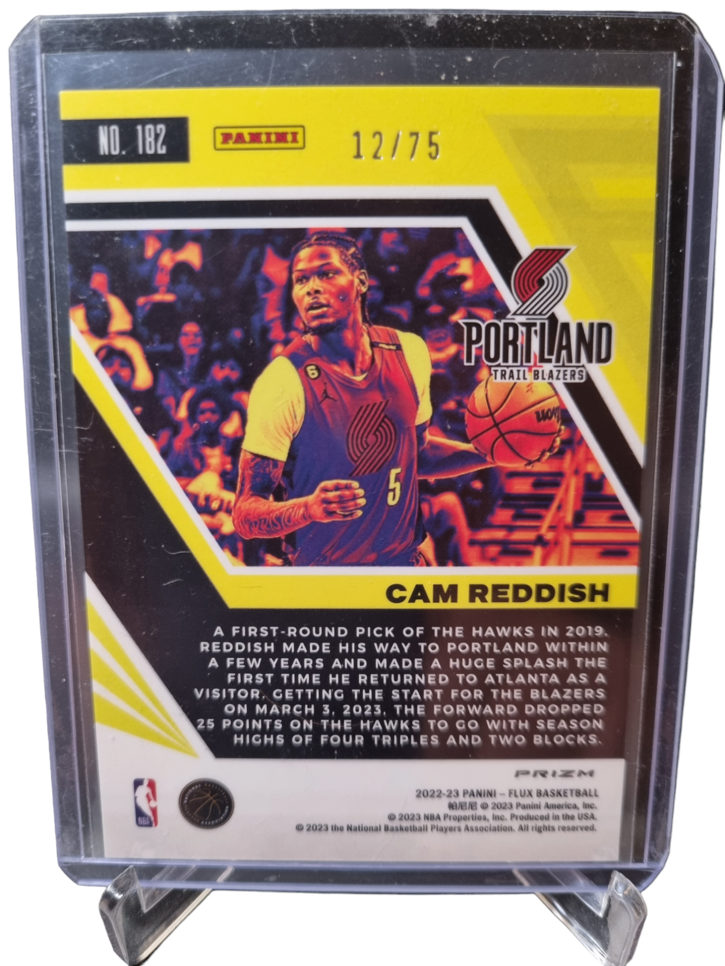 2022-23 Panini Flux #182 Cam Reddish Purple Prizm 12/75