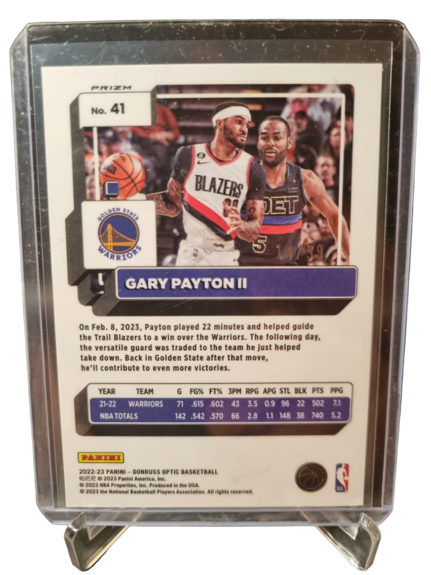 2022-23 Panini Donruss Optic #41 Gary Payton II Red Blue Yellow wave Prizm 14/99