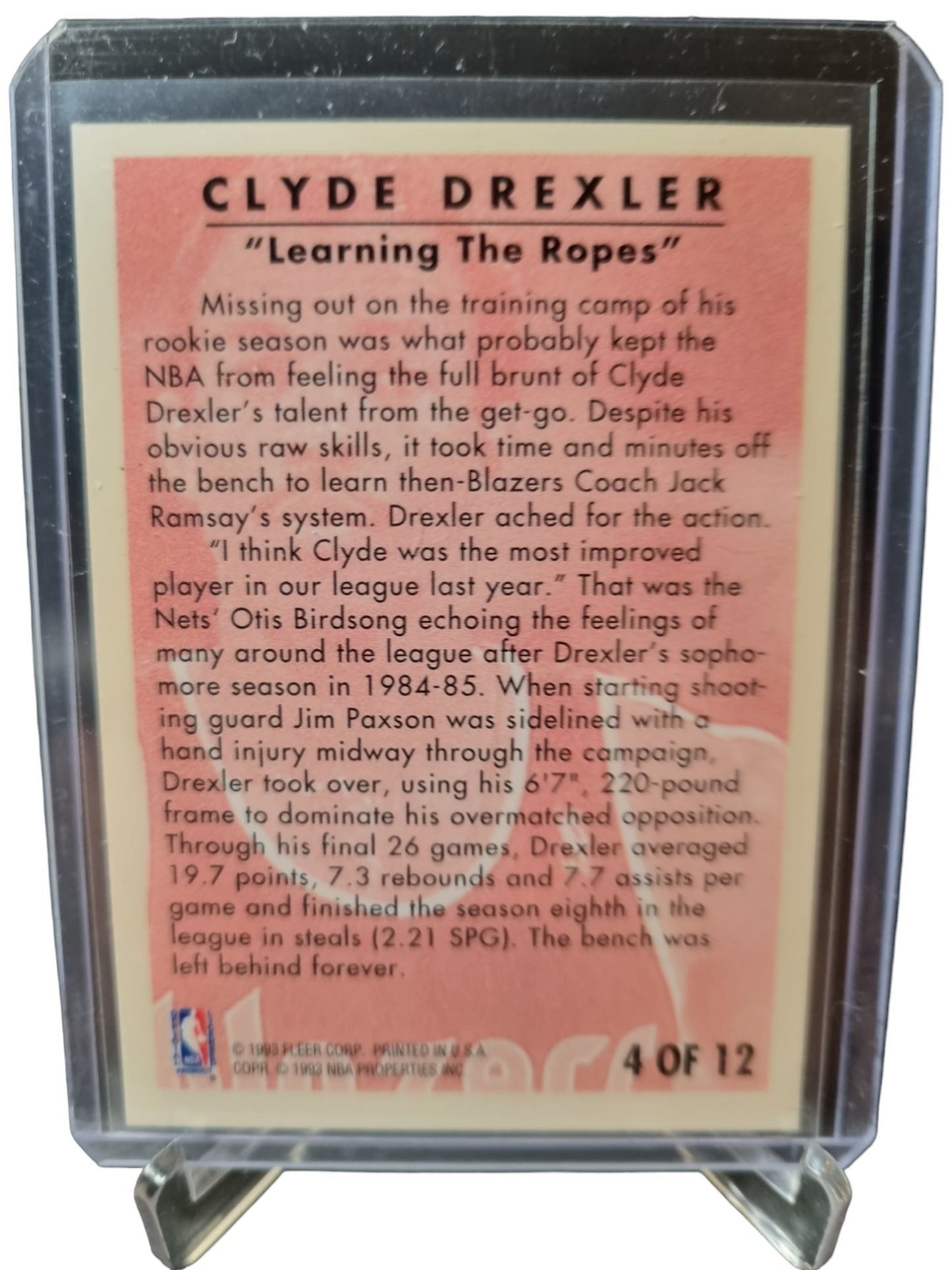 1993-94 Fleer #4 of 12 Clyde Drexler Career Highlights Learning The Ropes