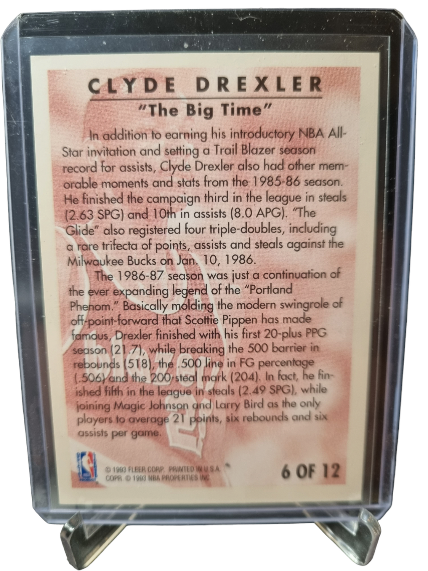 1993-94 Fleer #6 of 12 Clyde Drexler Career Highlights The Big Time