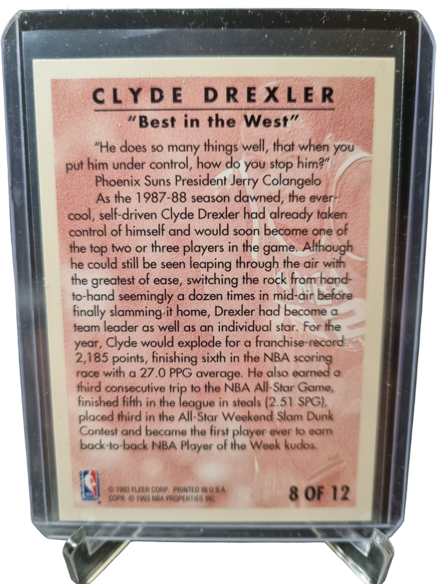 1993-94 Fleer #8 of 12 Clyde Drexler Career Highlights Best In The West