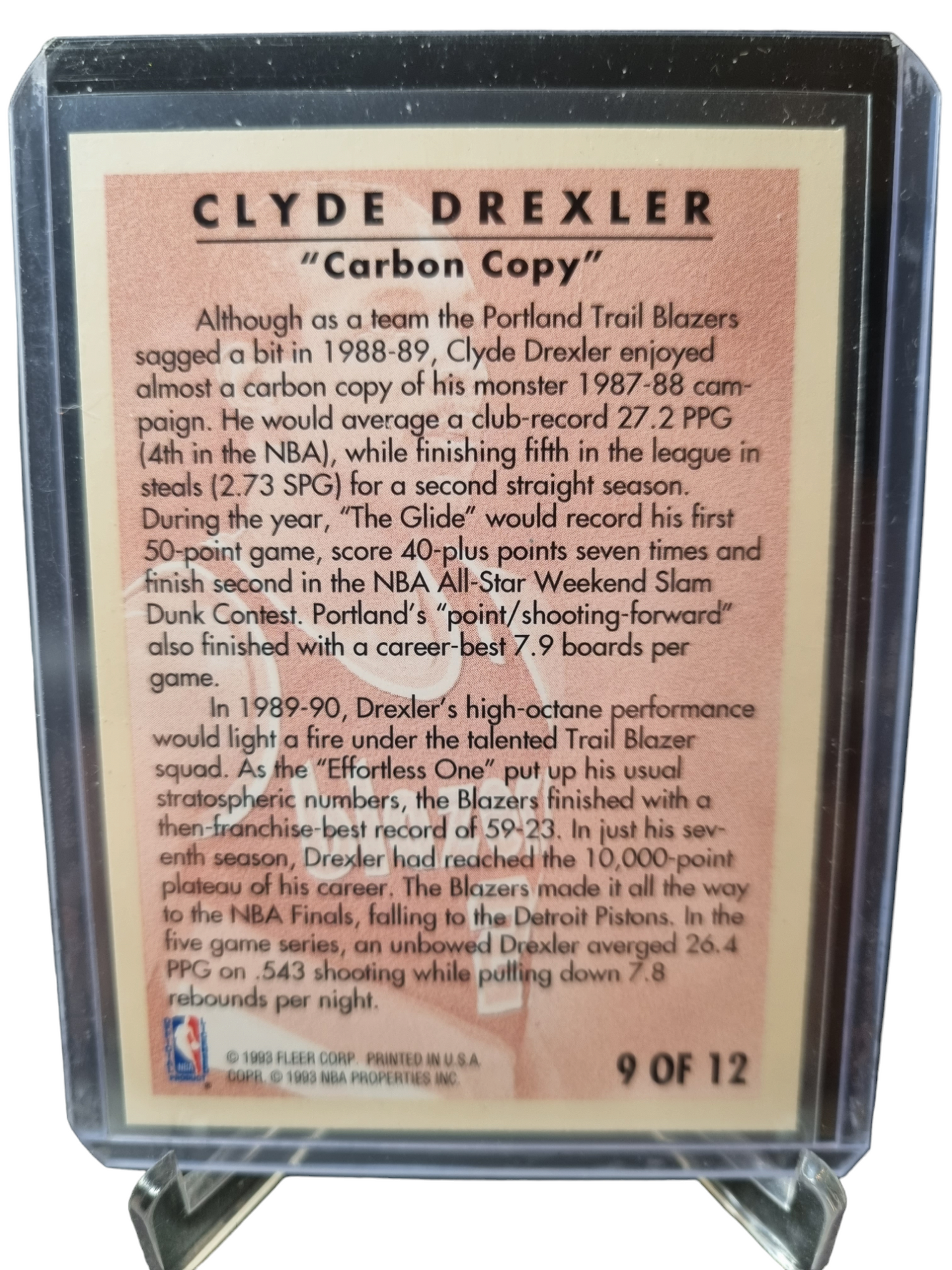 1993-94 Fleer #9 of 12 Clyde Drexler Career Highlights Carbon Copy