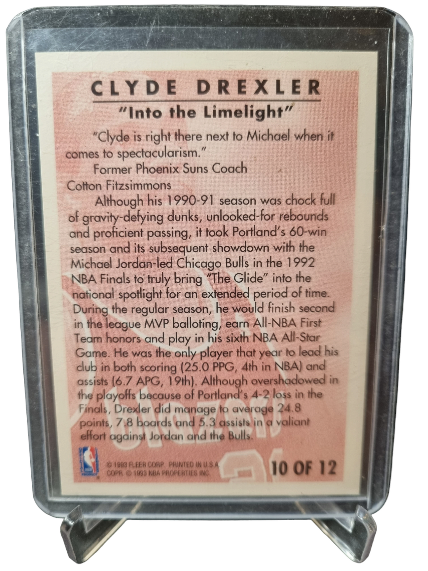 1993-94 Fleer #10 of 12 Clyde Drexler Career Highlights Into The Limelight