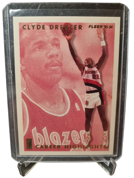 1993-94 Fleer #10 of 12 Clyde Drexler Career Highlights Into The Limelight