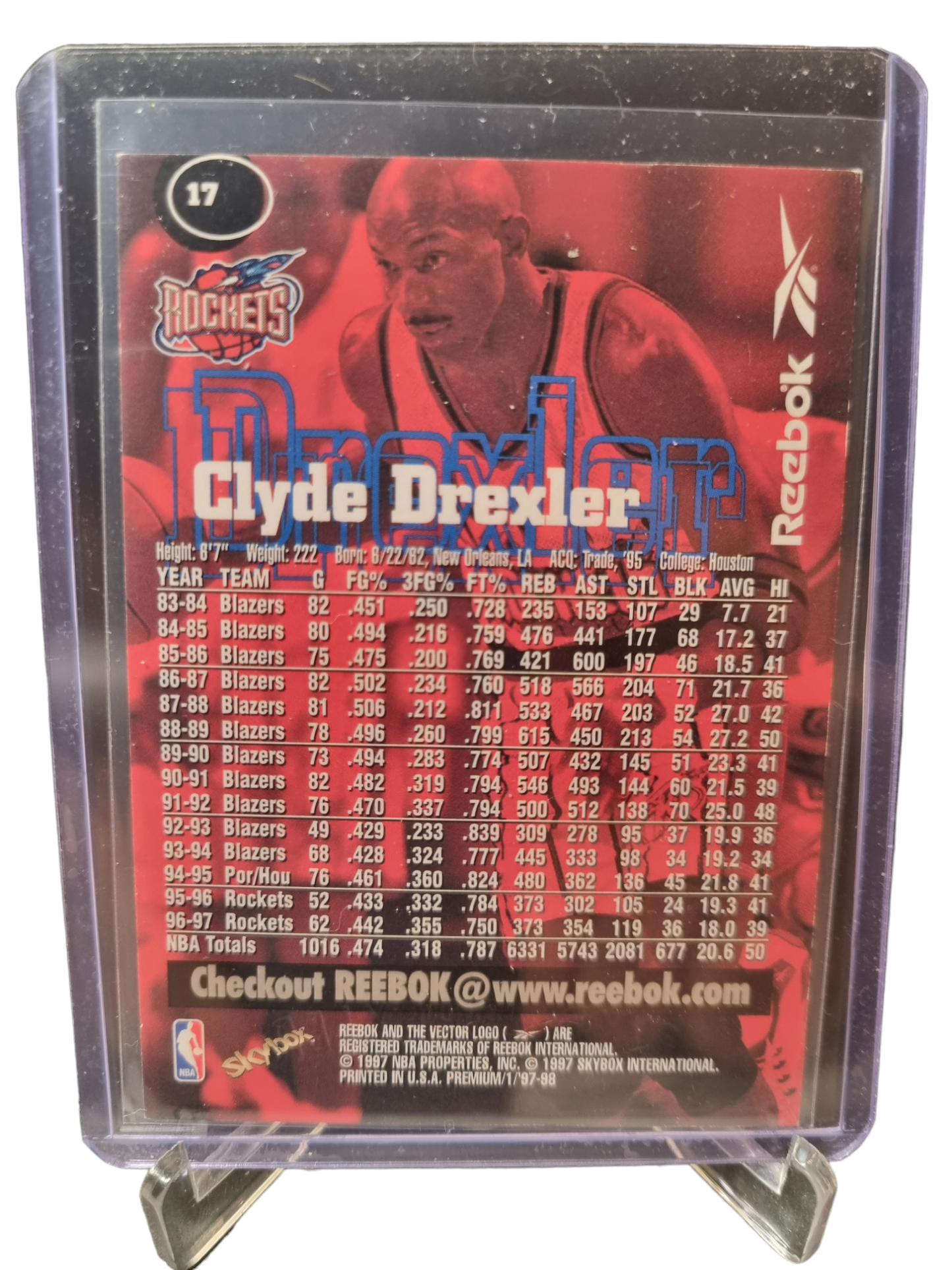 1997 Skybox Premium #17 Clyde Drexler Reebok