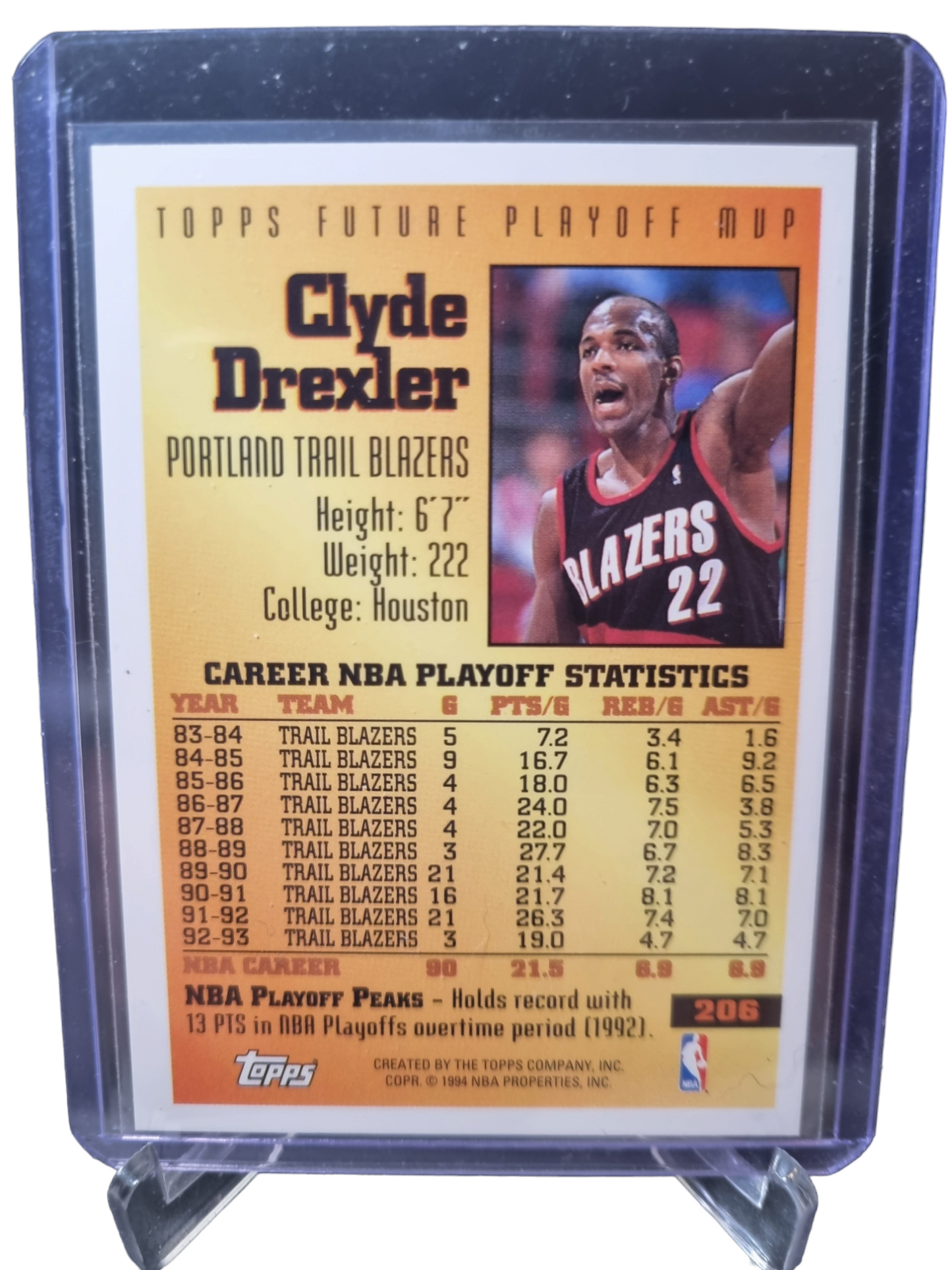 1994 Topps #206 Clyde Drexler Topps Future Playoff MVP