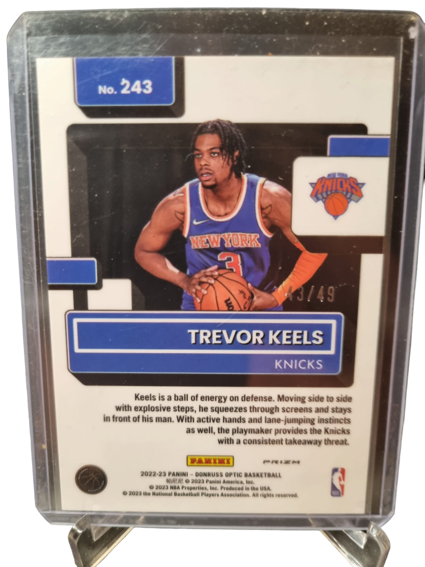 2022-23 Panini Donruss Optic #243 Trevor Keels Blue Prizm 43/49