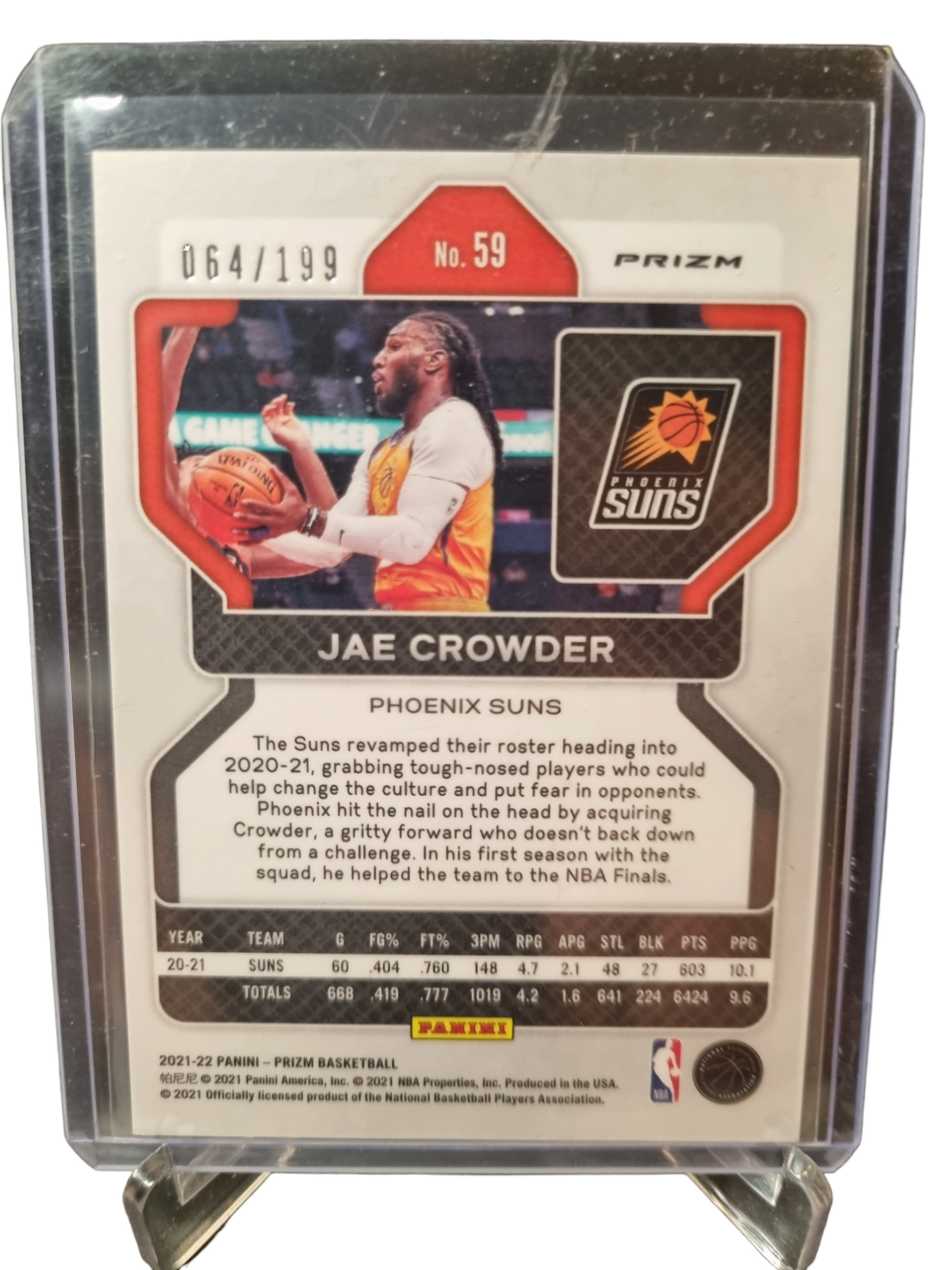 2021-22 Panini Prizm #59 Jae Crowder Blue Prizm 064/199