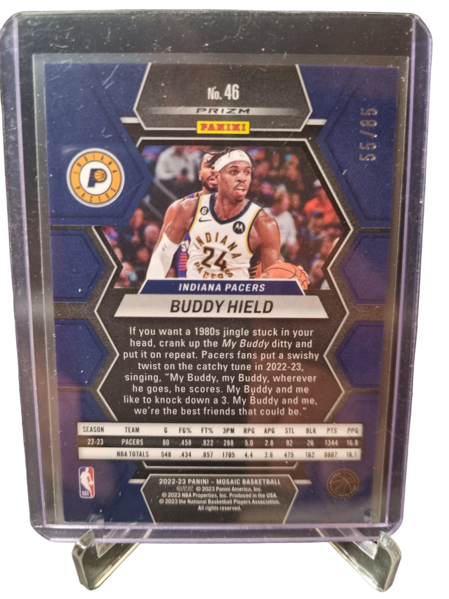 2022-23 Panini Mosaic #46 Buddy Hield Blue Fast Break Prizm 55/85