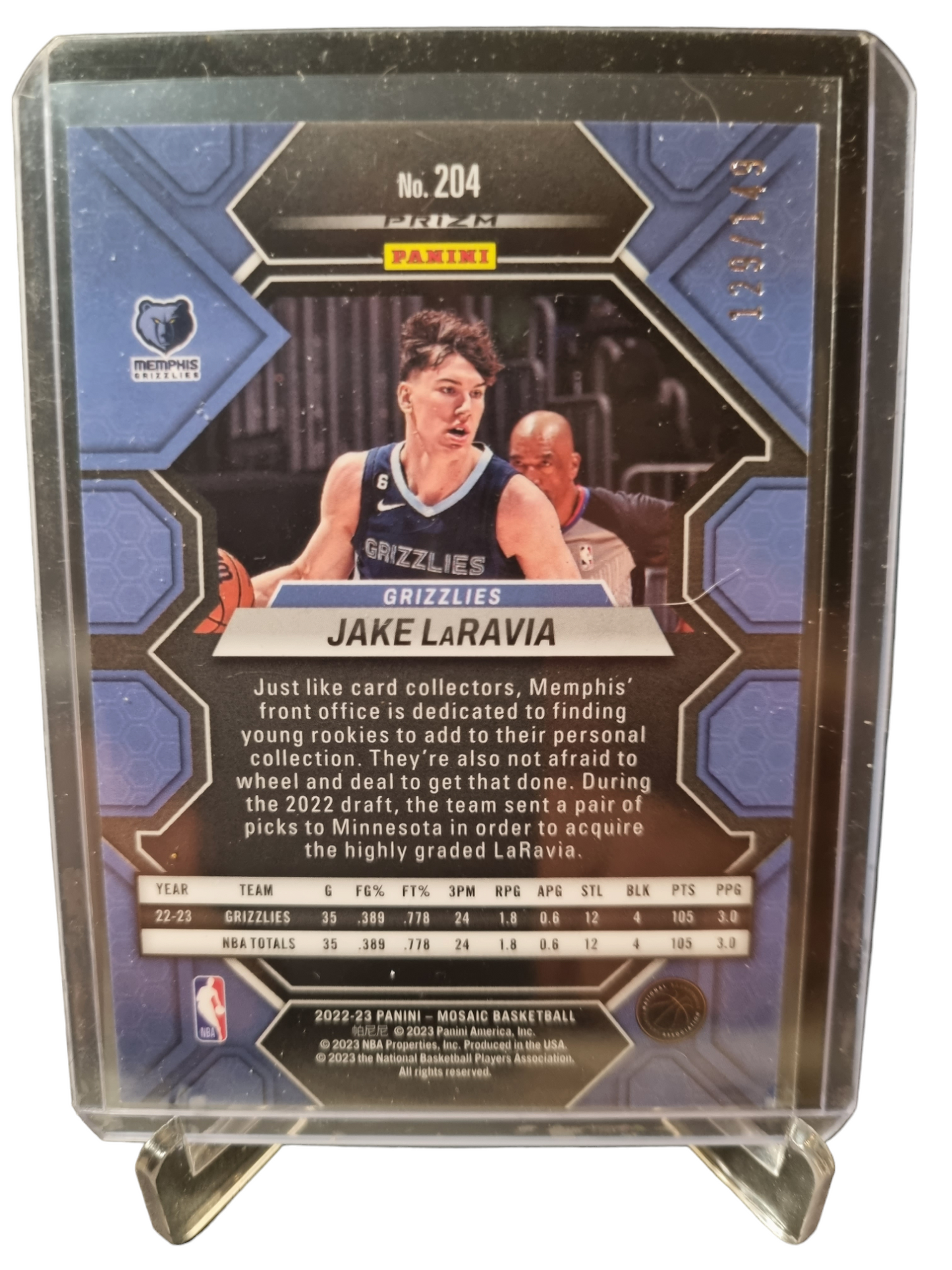 2022-23 Panini Mosaic #204 Jake LaRavia Rookie Card Pink Prizm 129/149