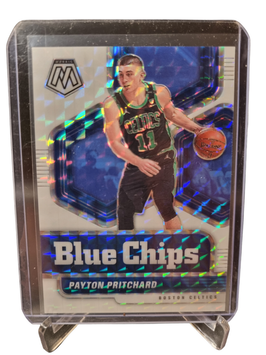 2020-21 Panini Mosaic #13 Payton Pritchard Rookie Card Blue Chips Prizm 04/25