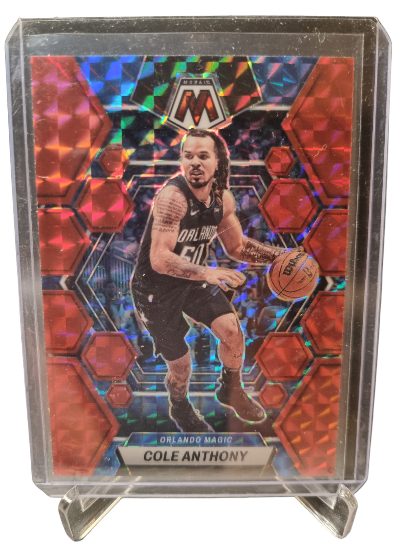 2022-23 Panini Mosaic #10 Cole Anthony Red Mosaic Prizm