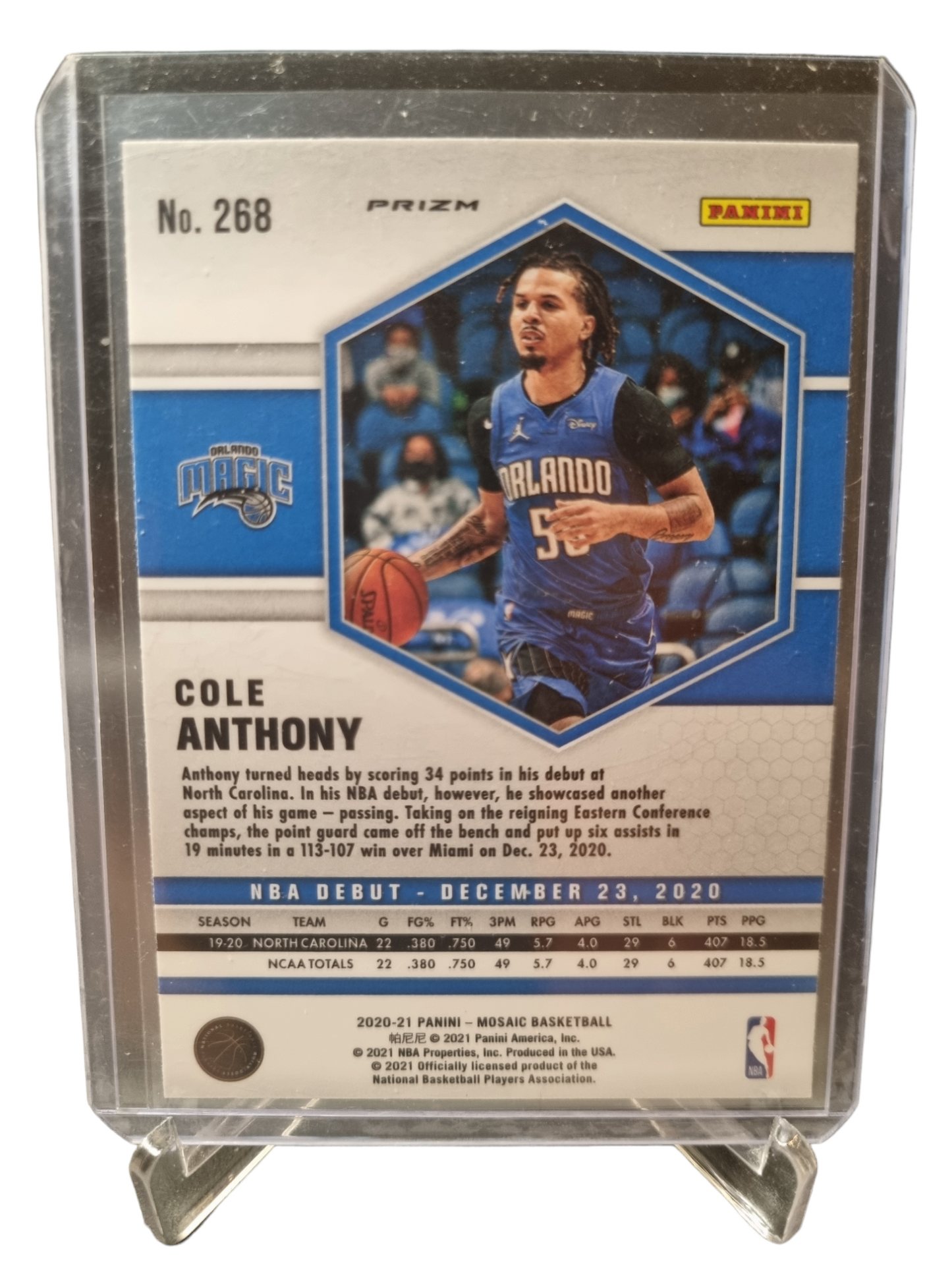 2020-21 Panini Mosaic #268 Cole Anthony Rookie Card NBA Debut Green Mosaic Prizm