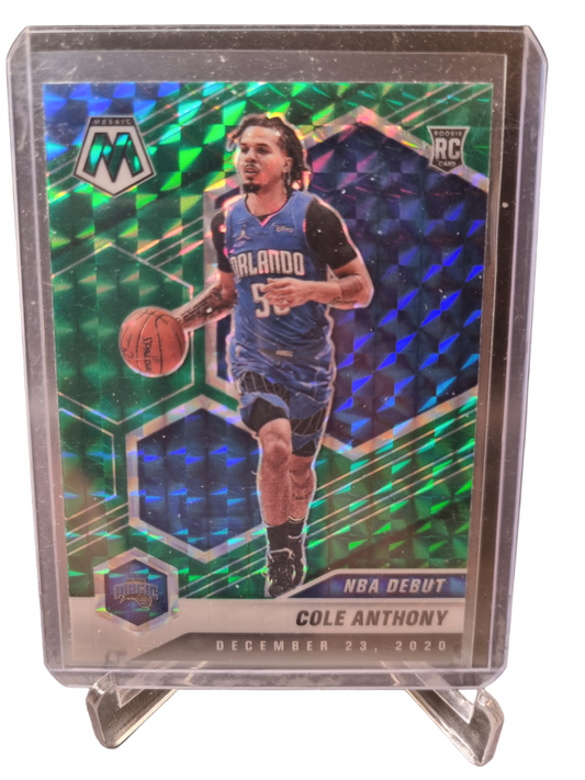 2020-21 Panini Mosaic #268 Cole Anthony Rookie Card NBA Debut Green Mosaic Prizm