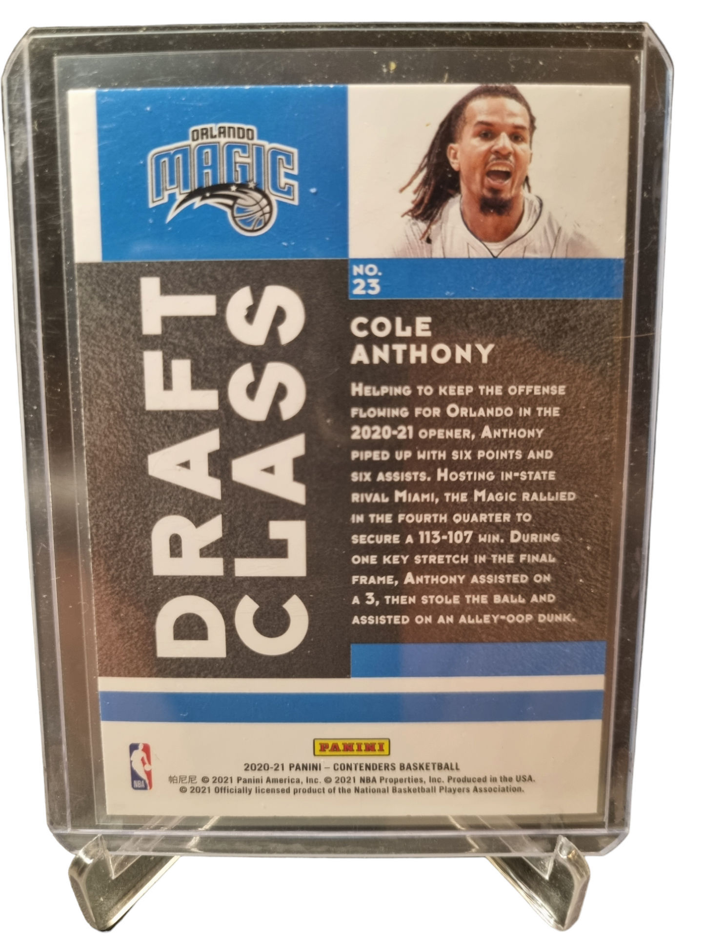 2020-21 Panini Contenders #23 Cole Anthony Rookie Card Draft Class 2020