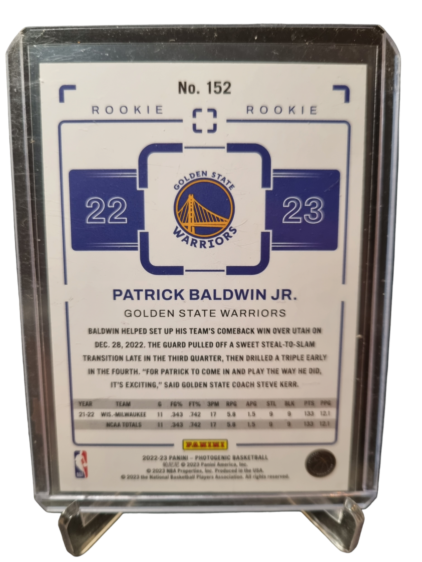 2022-23 Panini Photogenic #152 Patrick Baldwin JR Rookie Card 105/999