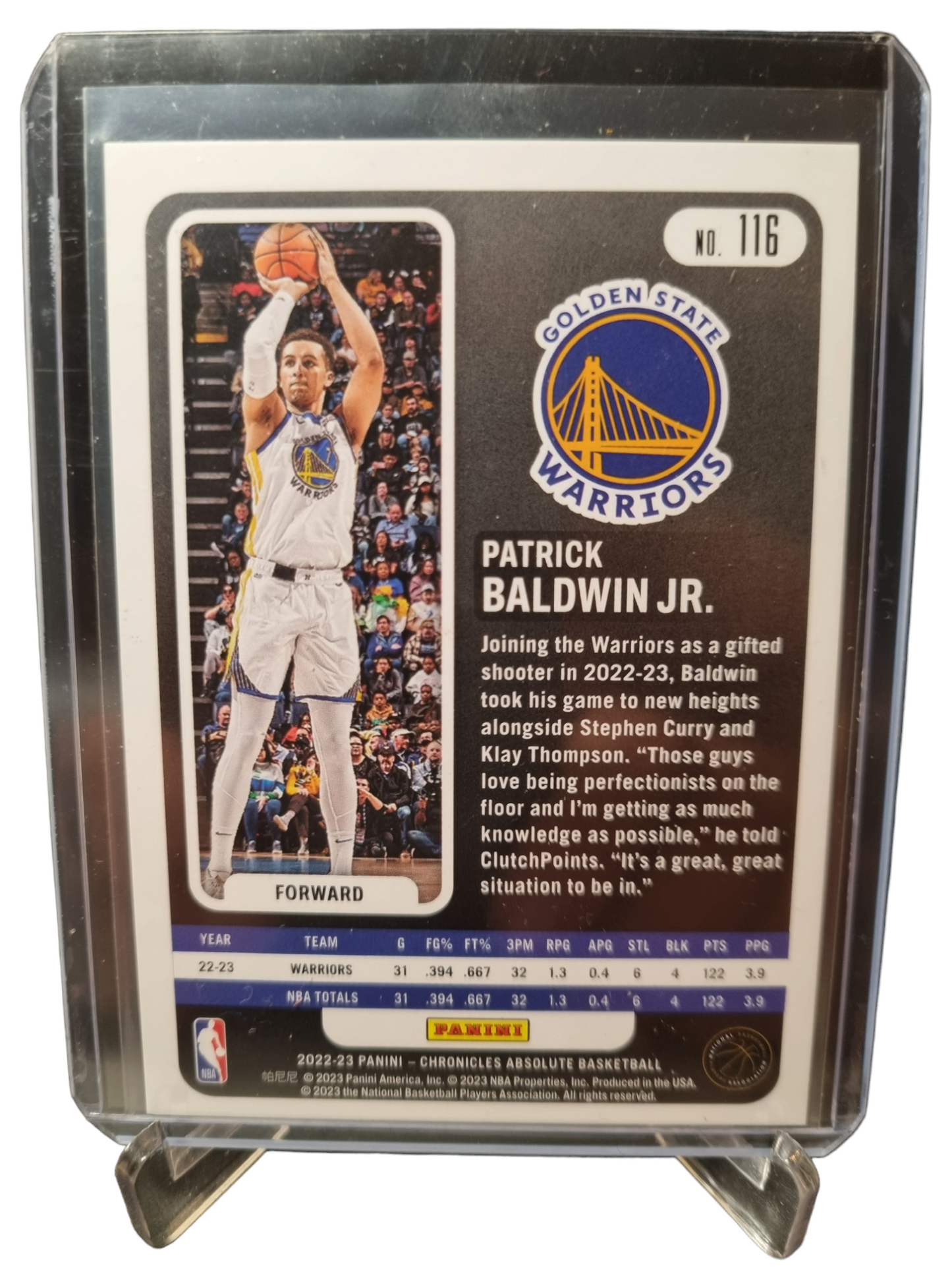 2022-23 Panini Chronicles Absolute #116 Patrick Baldwin JR Rookie Card Asia 48/48