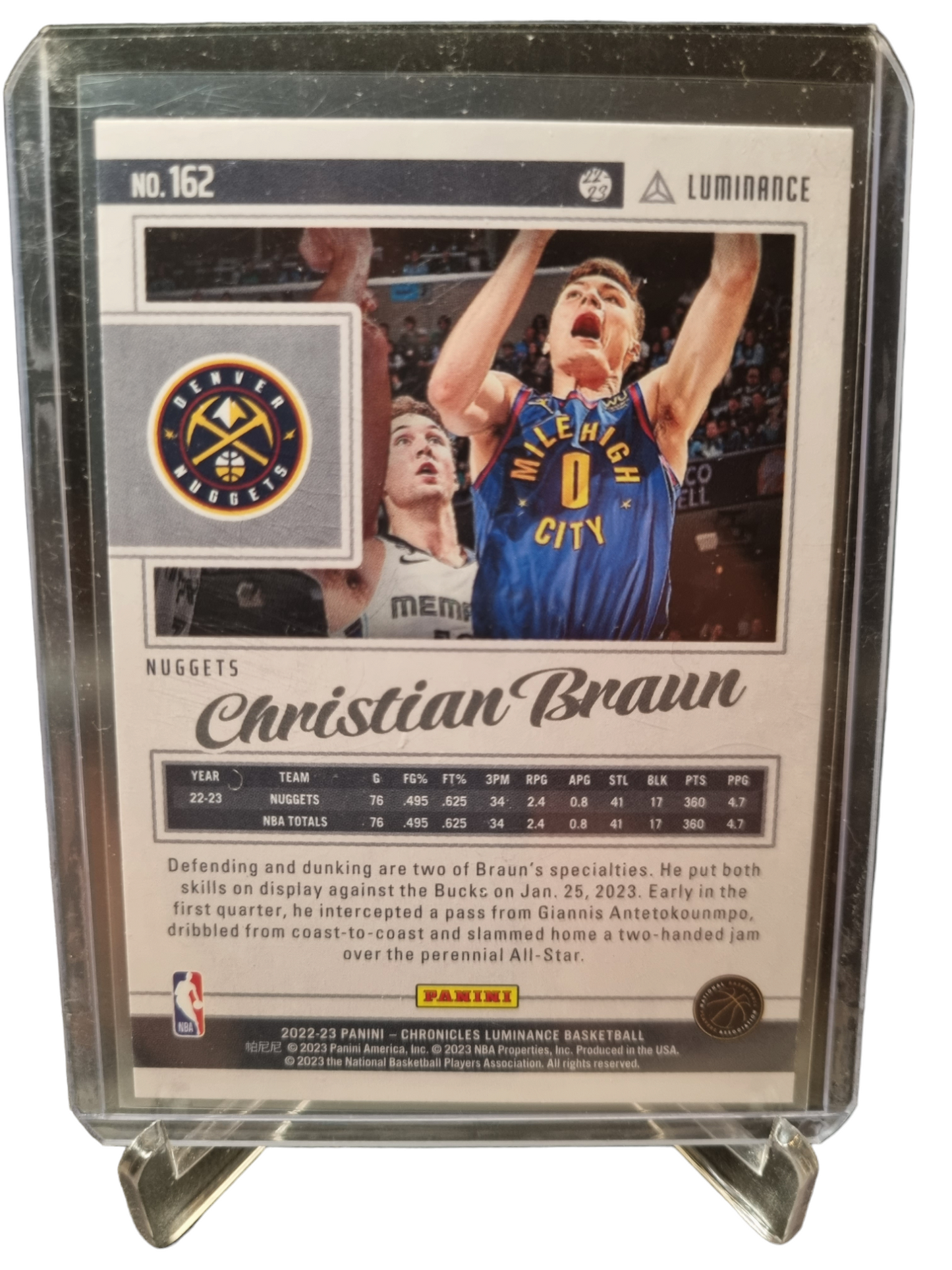 2022-23 Panini Chronicles Luminance #162 Christian Braun Rookie Card