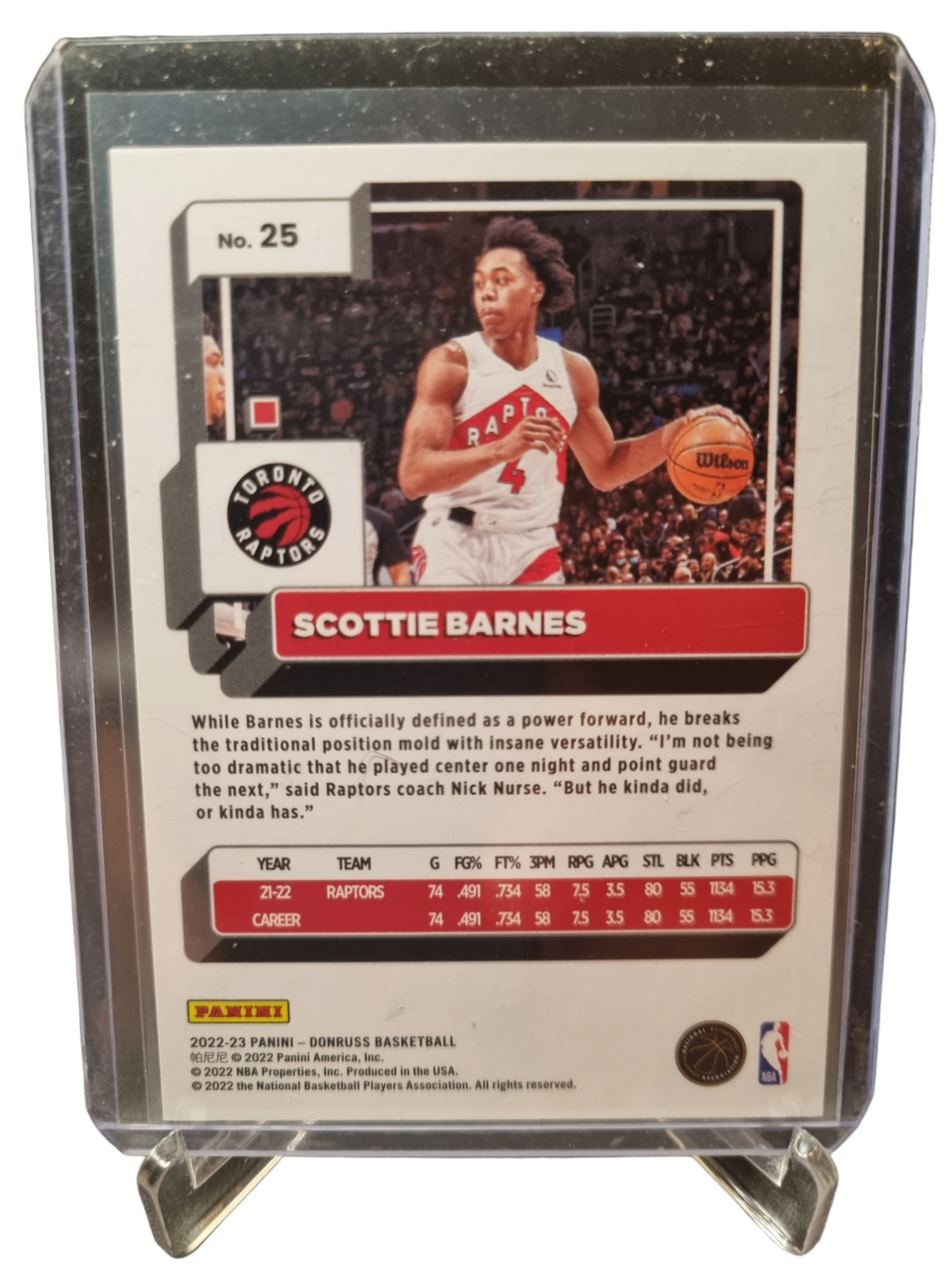 2022-23 Panini Donruss #25 Scottie Barnes Purple Press Proof 012/199