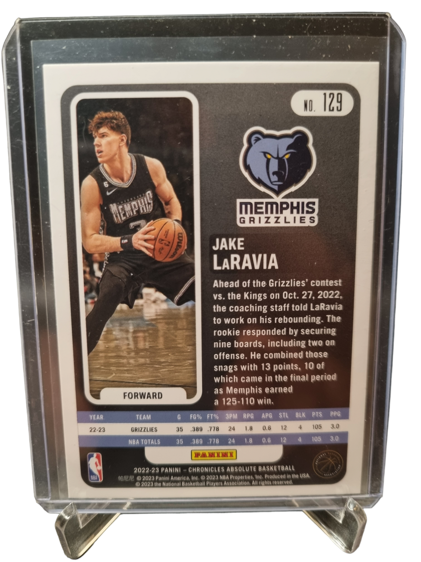 2022-23 Panini Chronicles Absolute #129 Jake LaRavia Rookie Card Asia