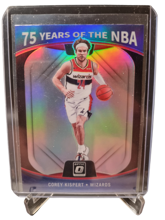 2021-22 Panini Donruss Optic #48 Corey Kispert  Rookie Card 75 Years Of NBA Silver Prizm