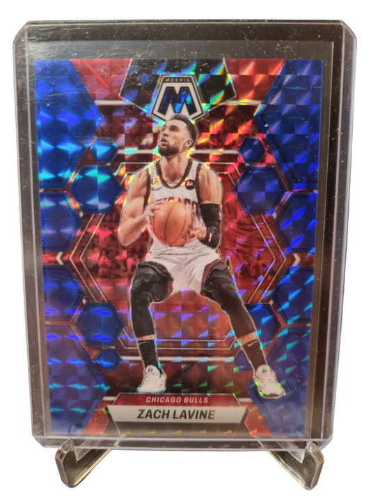 2022-23 Panini Mosaic #20 Zach Lavine Blue Mosaic Prizm 081/199