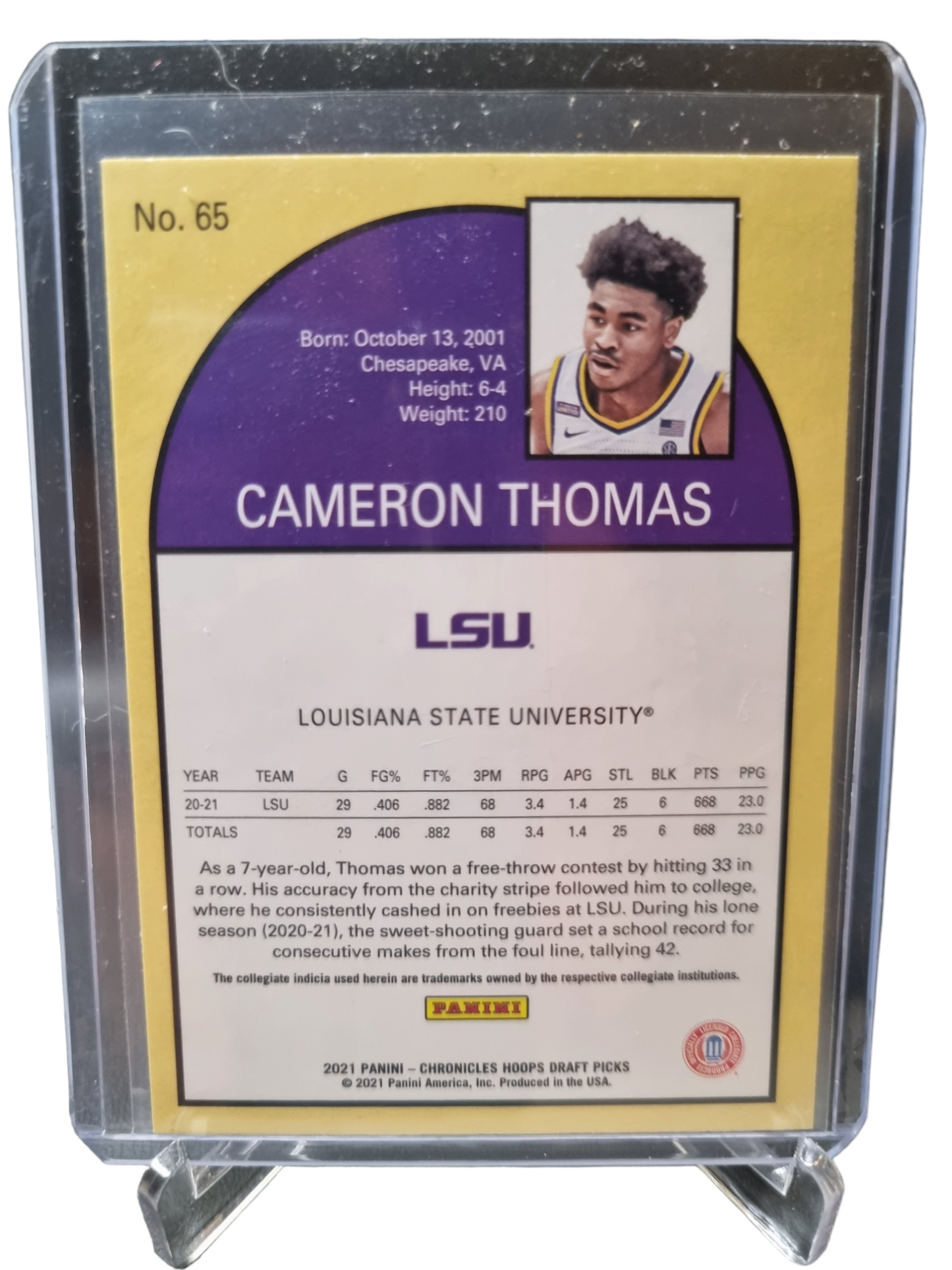 2021-22 Panini Chronicles #15 Cameron Thomas Rookie Card Draft Picks