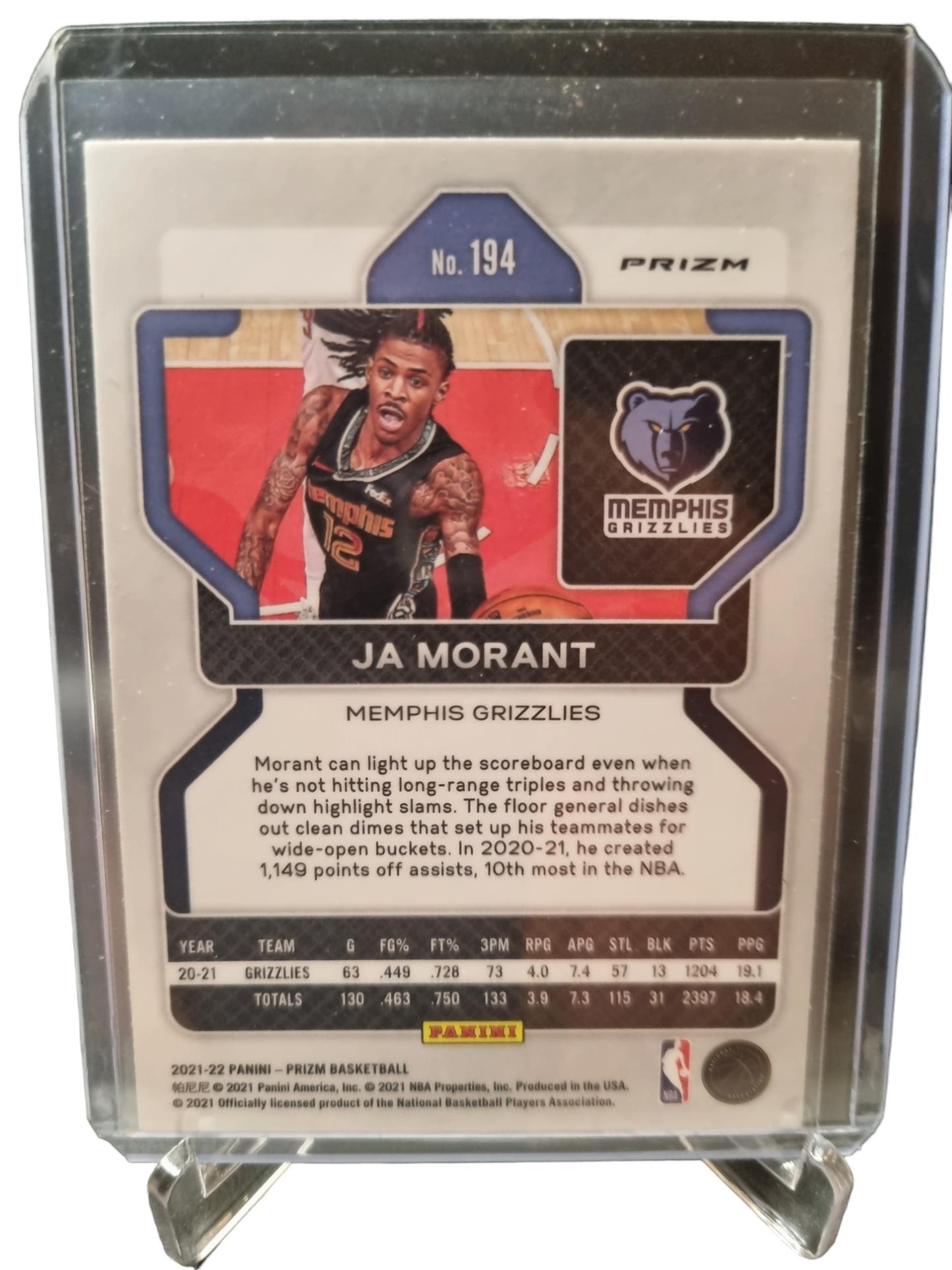 2021-22 Panini Prizm #194 JA Morant Cracked Ice Prizm