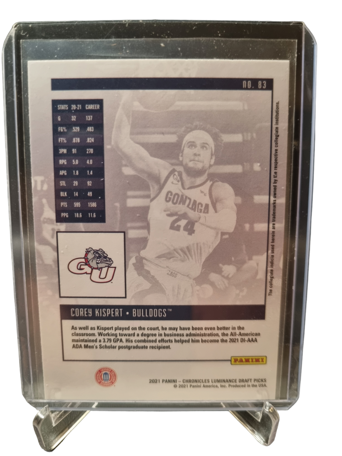 2021-22 Panini Chronicles Luminance #83 Corey Kispert Rookie Card Draft Picks