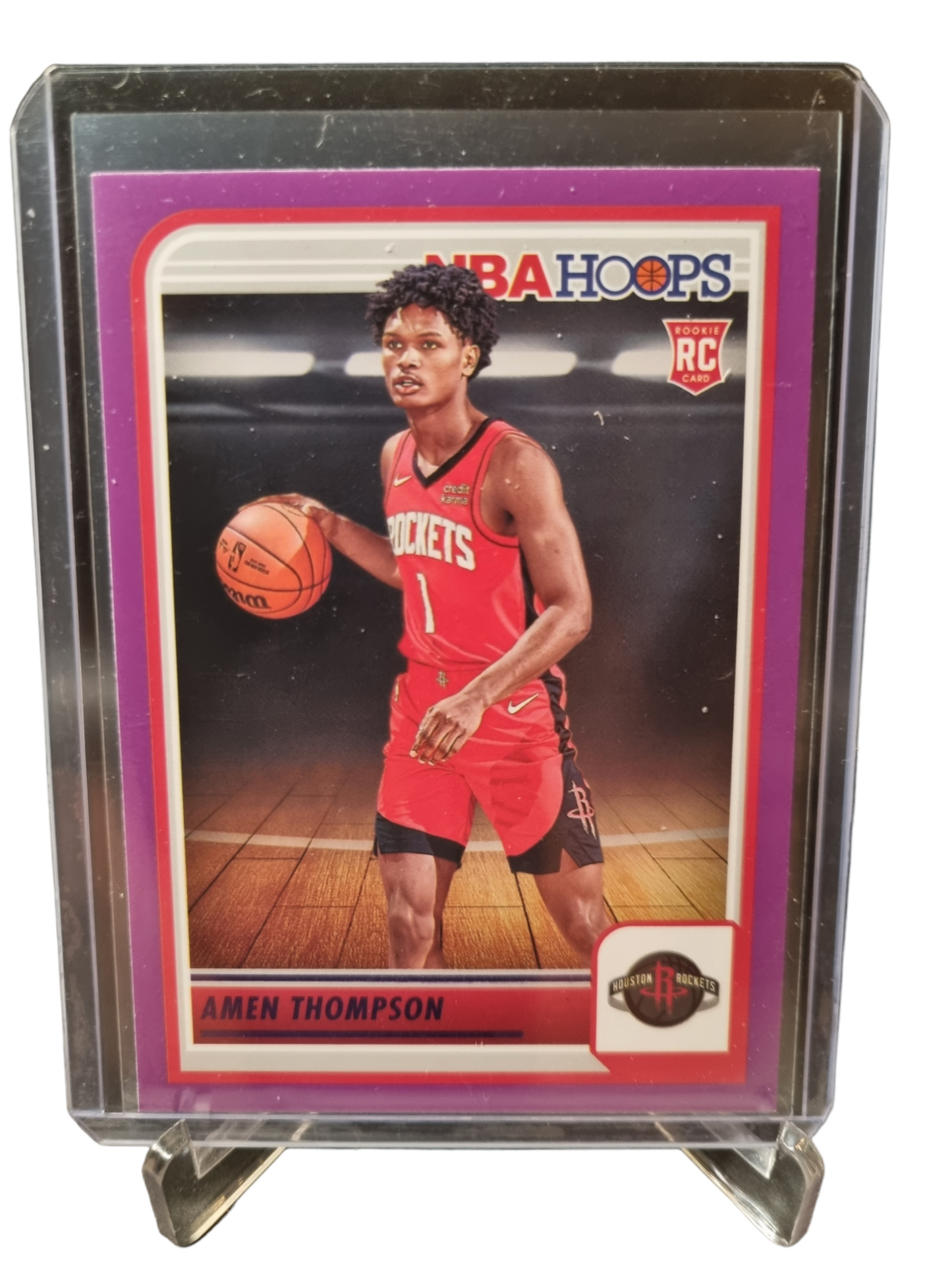 2023-24 Hoops #242 Amen Thompson Rookie Card Purple