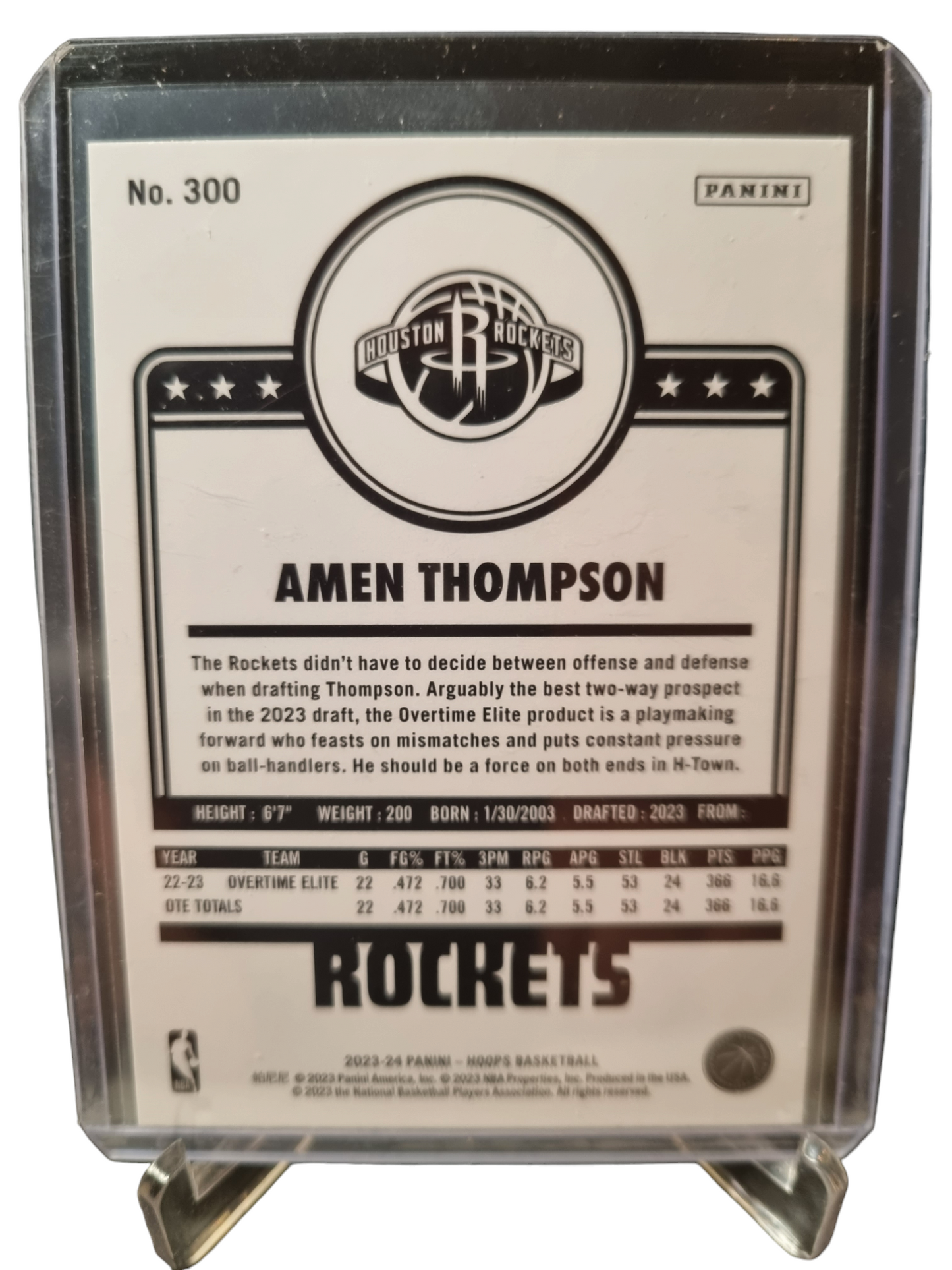 2023-24 Hoops #300 Amen Thompson Rookie Card