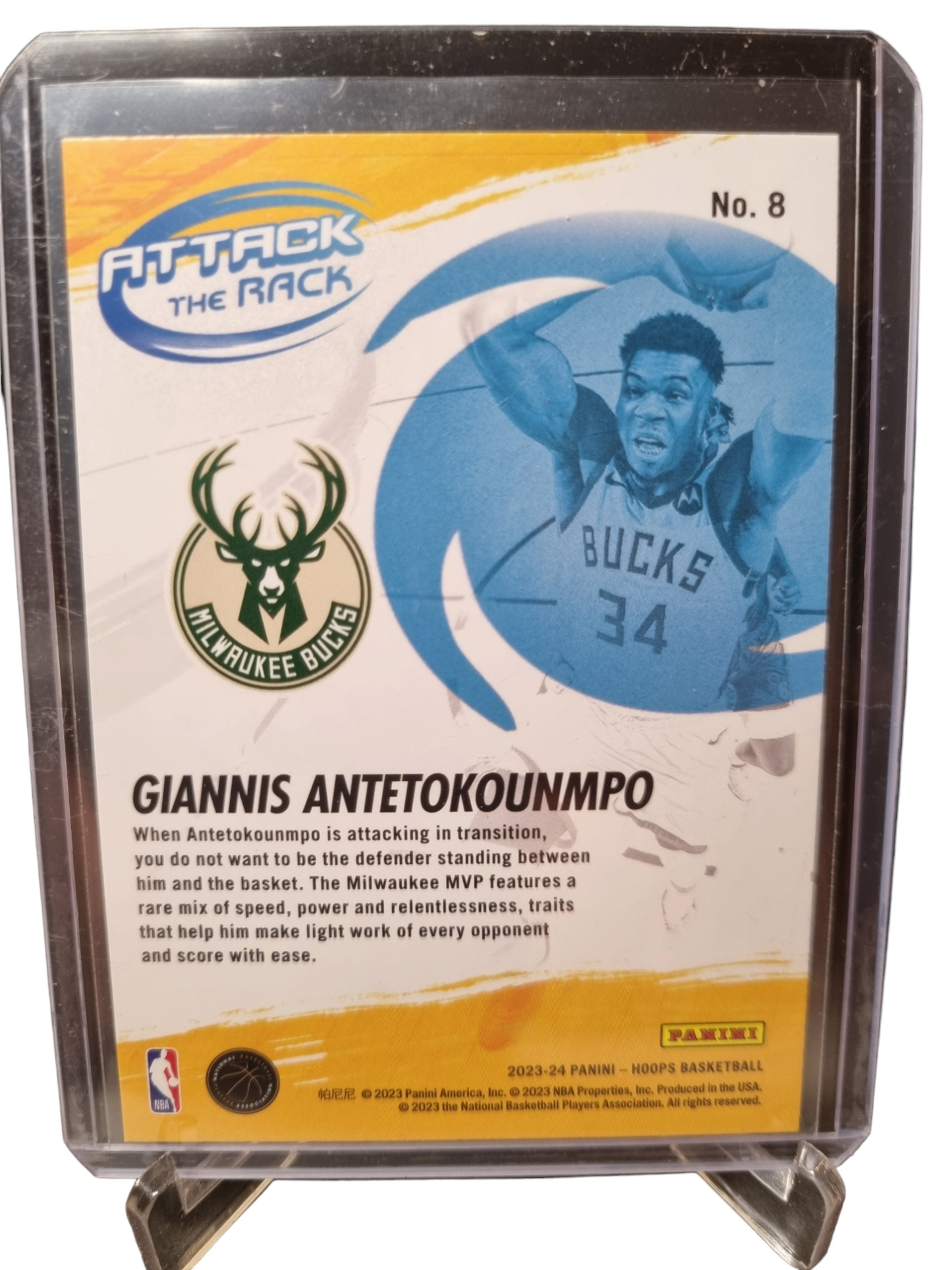 2023-24 Panini Hoops #8 Giannis Antetokounmpo Attack The Rack