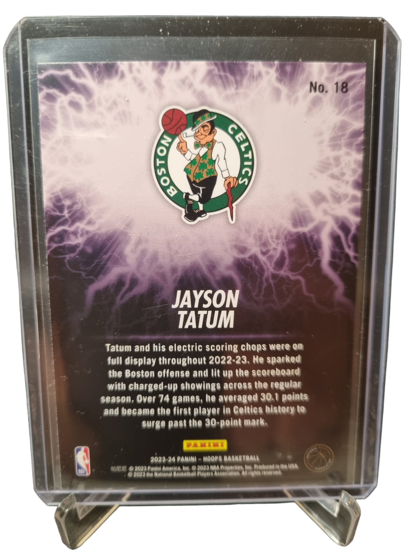 2023-24 Panini Hoops #18 Jayson Tatum High Voltage Holo